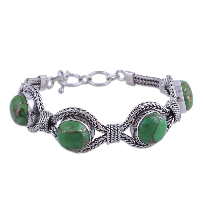 Heavy stone bangles-Non-Tarnish Rings-NOVICA Heavenly Greens, Sterling silver pendant bracelet