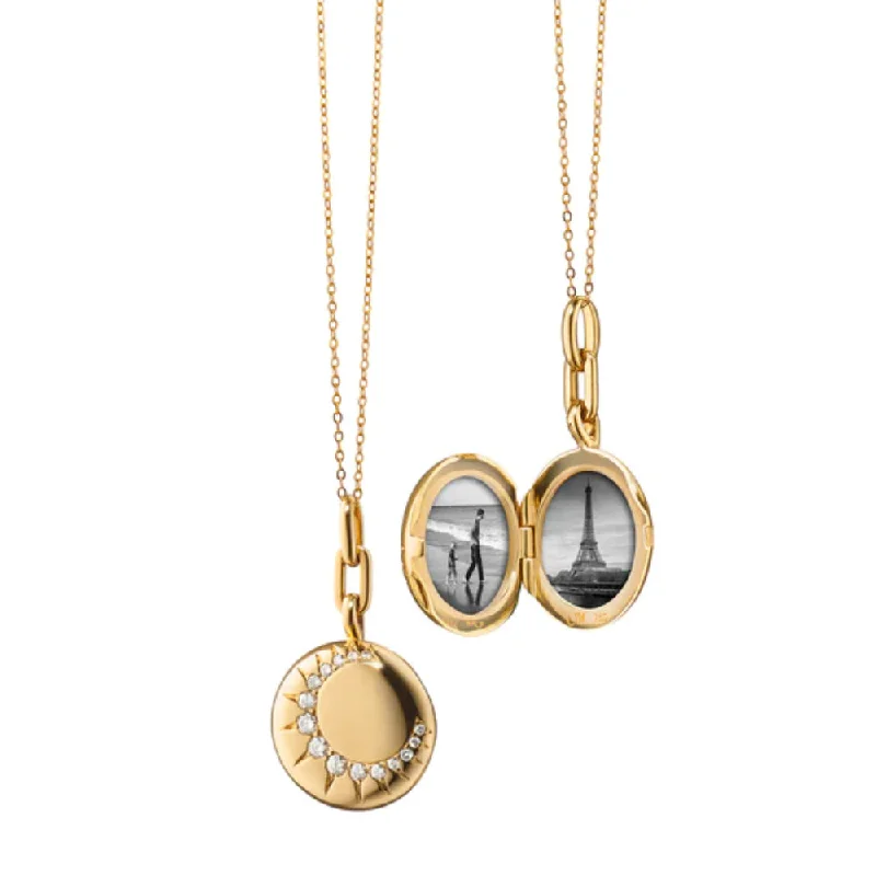 Lanka style necklaces-Zodiac Necklaces-Monica Rich Kosann 18k Gold "Sun" Locket Necklace