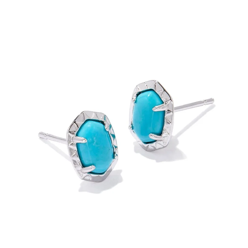 Key Earrings-Kendra Scott | Daphne Silver Stud Earrings in Variegated Turquoise Magnesite