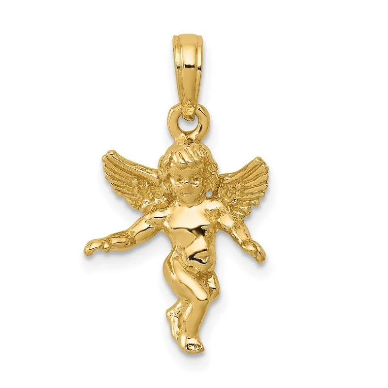 Knot-style necklaces-Exotic Necklaces-Curata 14k Yellow Gold 18" Solid Polished Angel Pendant Necklace - 15x13mm