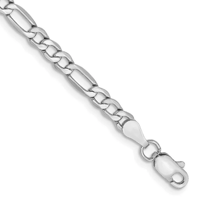 Ethnic braid bangles-Closed Bangles-Curata 14k White Gold 3.5mm Semi-solid Figaro Chain Bracelet - 7 Inch