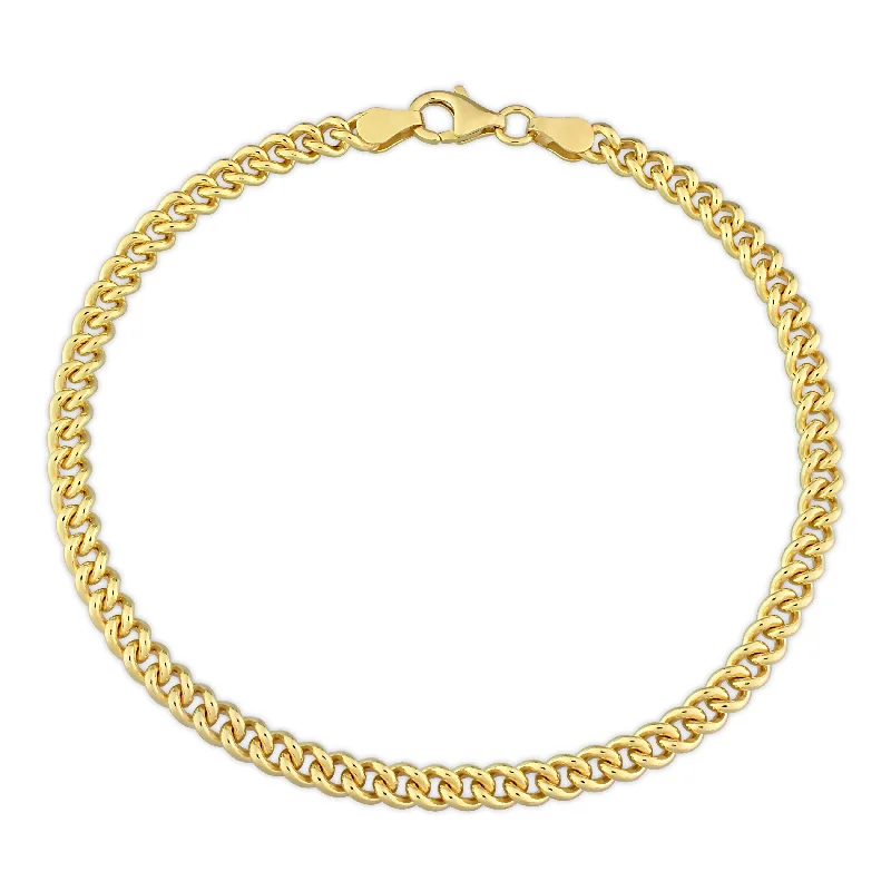 Endless charm bangles-Pearl Rings-Miadora 18kt Yellow Gold Plated Sterling Silver Curb Chain Men's Bracelet