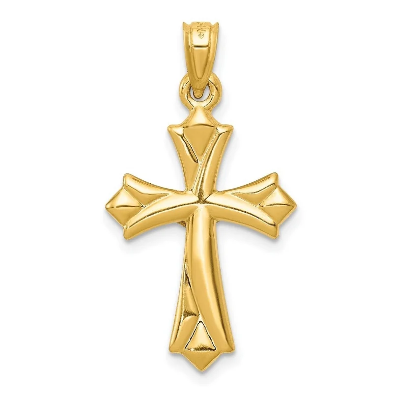 Spinel necklaces-Geometric Necklaces-Curata 14k Yellow Gold 18" Reversible Hollow Crucifix Pendant Necklace - 21x16mm