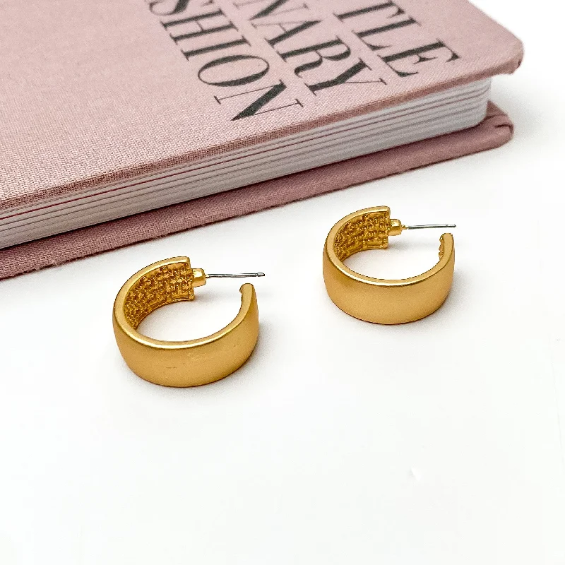 Tribal Earrings-Gold Tone Small Hoop Earrings With a Textured Inside