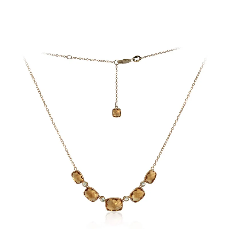 Heavy stone necklaces-Choker Necklaces-14Y Madera Citrine Necklace