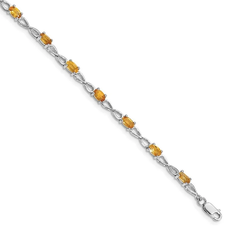 Fine pearl bangles-Crown Bangles-Curata 925 Sterling Silver Polished Lobster Claw Closure Citrine Bracelet