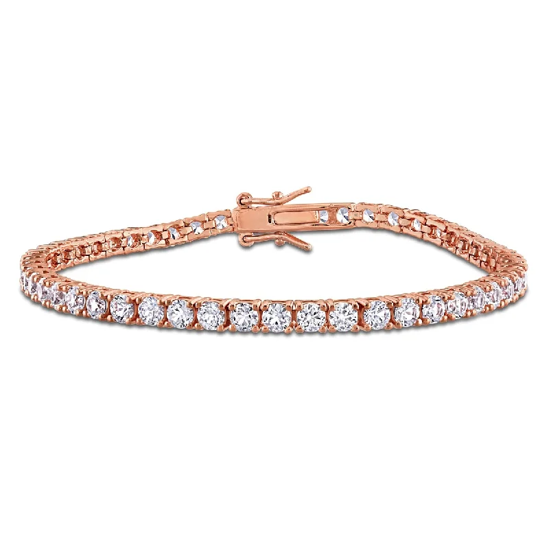 Topaz bangles-Stackable Rings-Miadora 9ct TGW Created White Sapphire Tennis Bracelet Rose Silver-7.25 in