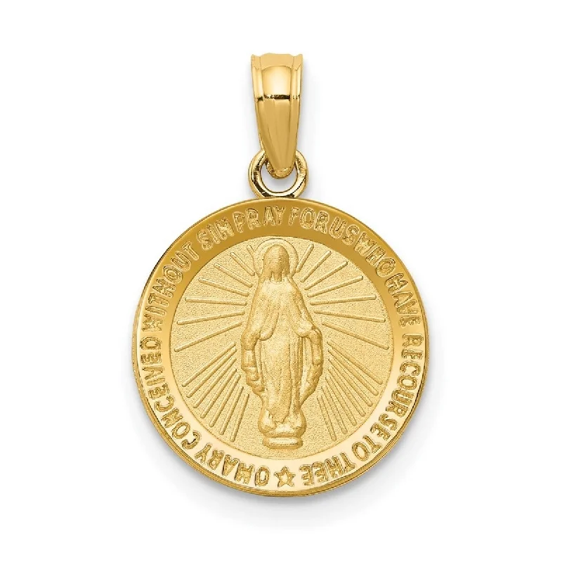 Eight-strand necklaces-Vintage Necklaces-Curata 14k Yellow Gold 18" 12mm Miraculous Medal Pendant Necklace