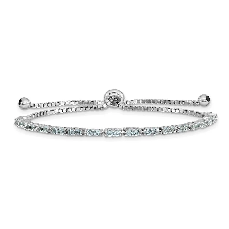 Heavy stone bangles-Hypoallergenic Bangles-Curata 925 Sterling Silver Rhodium Plated March Light Blue CZ Cubic Zirconia Simulated Diamond Adj Bracelet