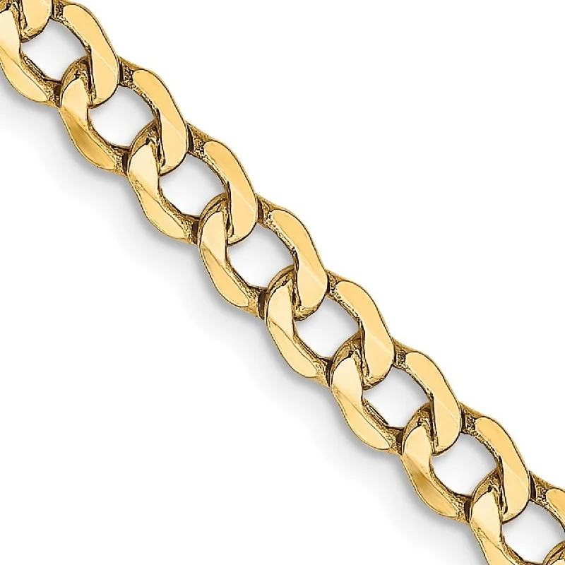 Layered chain bangles-Symbol Bangles-Curata 14k Yellow Gold Hollow Polished Lightweight Lobster Claw Closure 4.3mm Semi Solid Curb Link Chain Bracelet