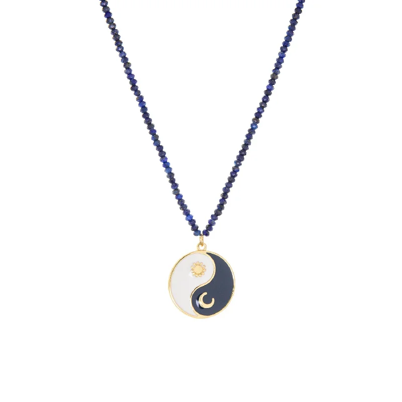 Peace charm necklaces-Infinity Necklaces-enamel yin-yang beaded necklace