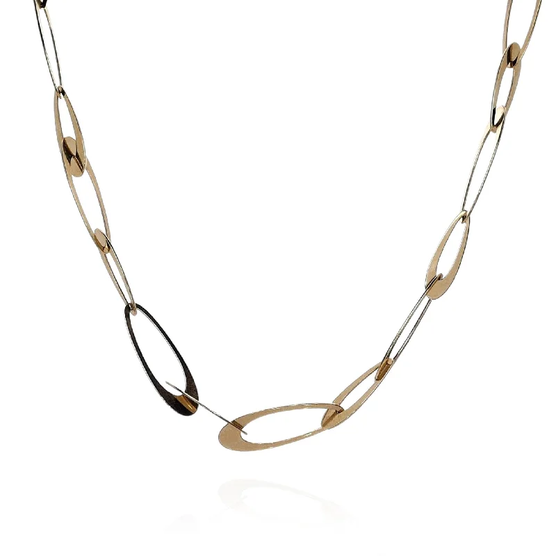 Knot-style necklaces-Exotic Necklaces-14k Yellow Gold Italian Oval Link Chain Necklace