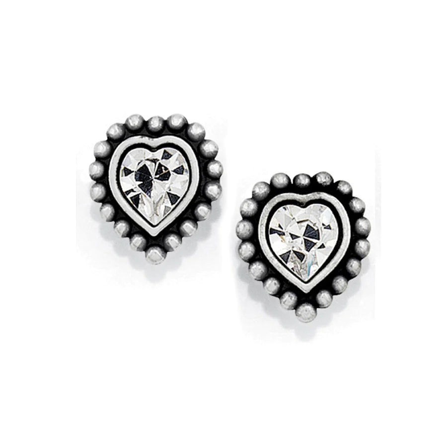 Cluster Earrings-Brighton | Shimmer Heart Mini Post Earrings in Clear Crystal