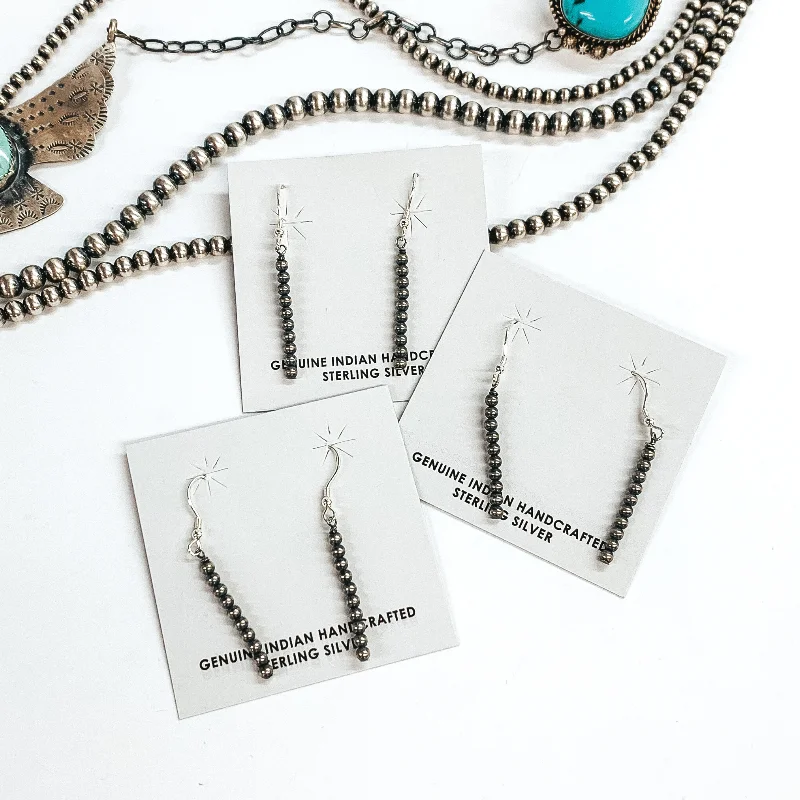 Ethnic Earrings-Mason Lee | Navajo Handmade Sterling Silver Navajo Pearl Drop Earrings