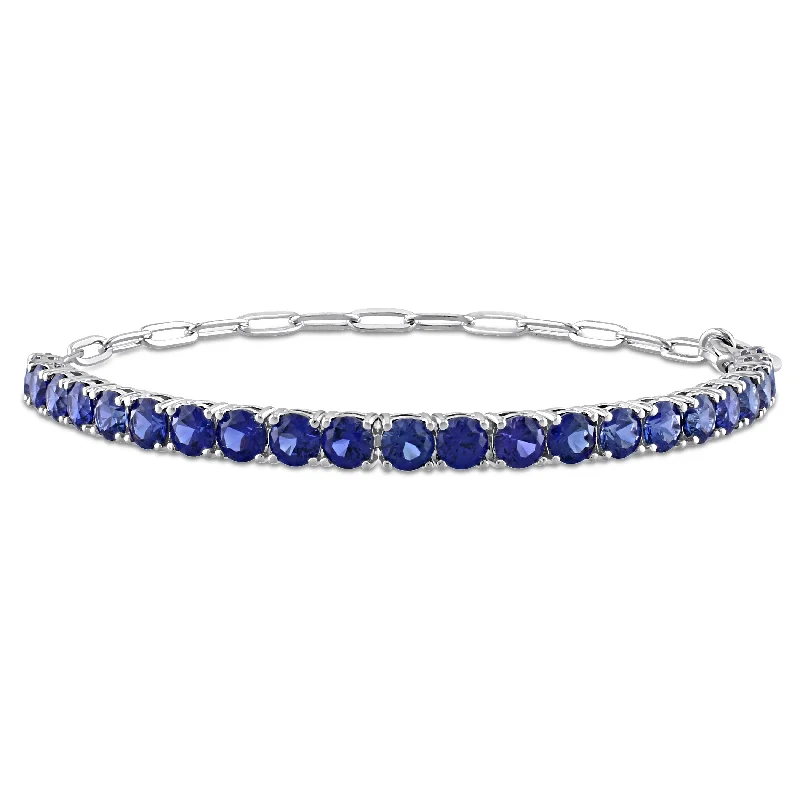 Cool wood bangles-Antique Bangles-Miadora 6 CT TGW Blue Cubic Zirconia Tennis Bracelet in Sterling Silver