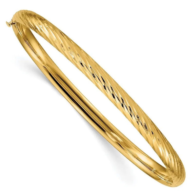 Bright link bangles-Diamond Bangles-Curata 14kYellow Gold 3/16 Textured Cuff Stackable Bangle Bracelet