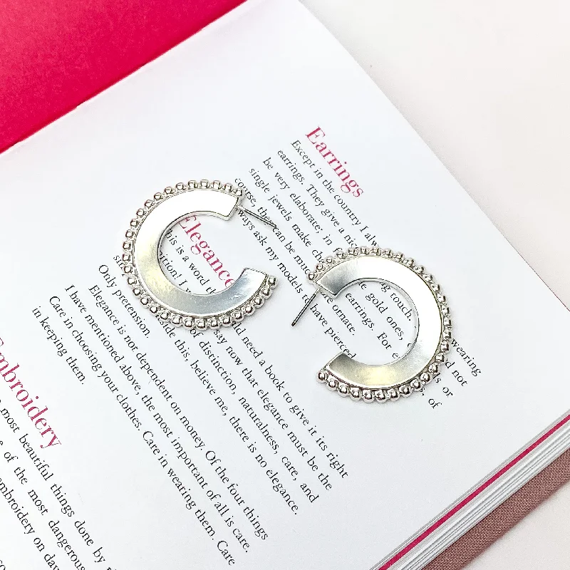 Zodiac Earrings-Silver Tone Hoop Earrings with a Beaded Edge