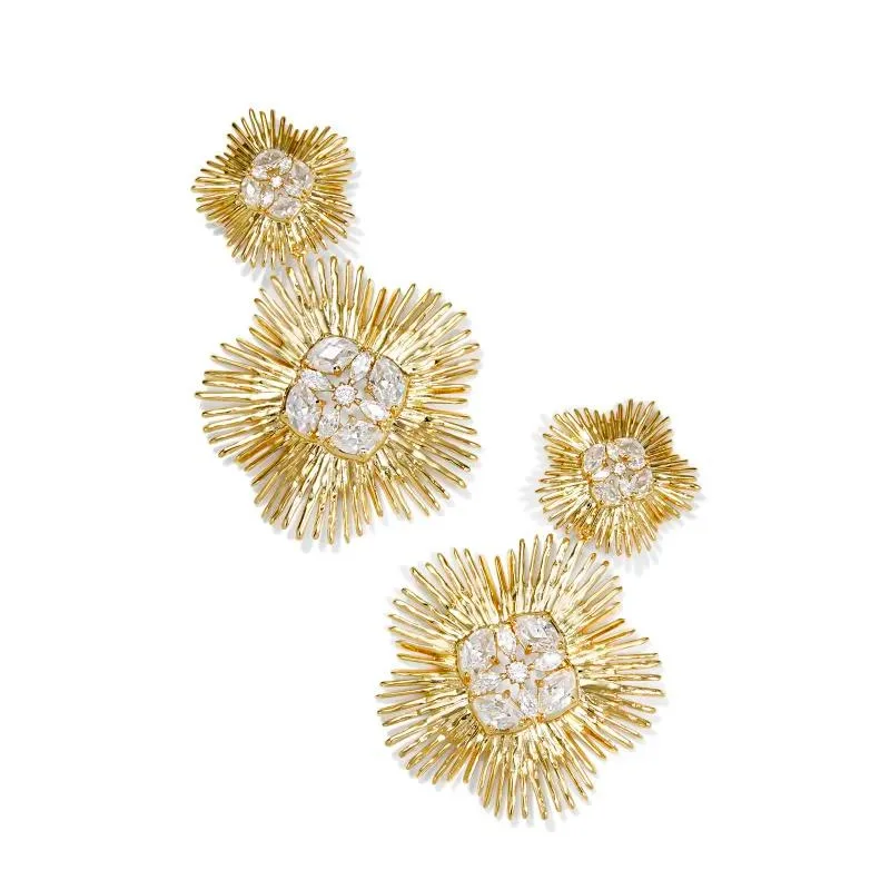 Rose Gold Earrings-Kendra Scott | Dira Gold Crystal Statement Earrings in White Mix