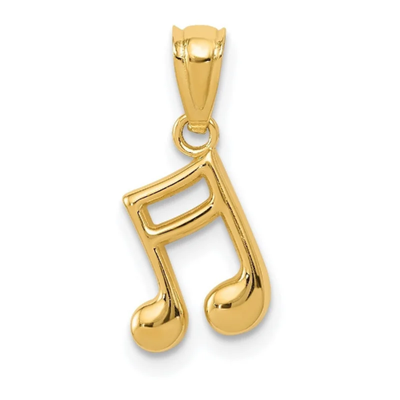 Grand diamond necklaces-Initial Necklaces-Curata 14k Yellow Gold 18" 11.2x7.5mm Small Polished Music Note Necklace