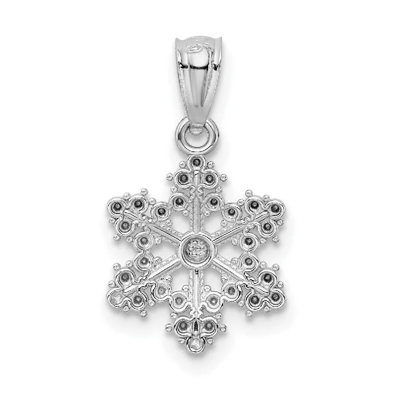 Clear bead necklaces-Sun Necklaces-Curata 14k White Gold 18" Sparkle-Cut Snowflake Pendant Necklace - 18.8x10.8mm