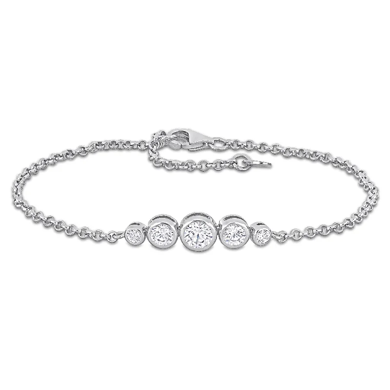 High cuff bangles-Warrior Rings-Miadora 1 4/5 CT TGW Cubic Zirconia Tennis Bracelet in Sterling Silver - 7+1 in - 7 in x 6.3 mm x 3.7 mm