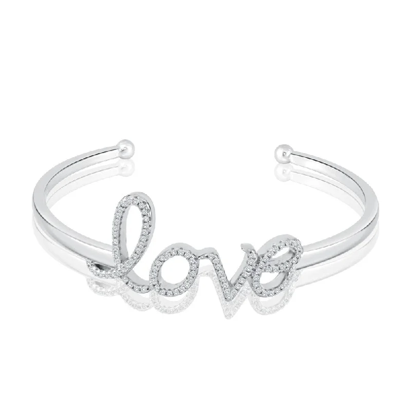 Multi-bead bangles-Cultural Rings-Auriya Silver and CZ Love Bangle Bracelet