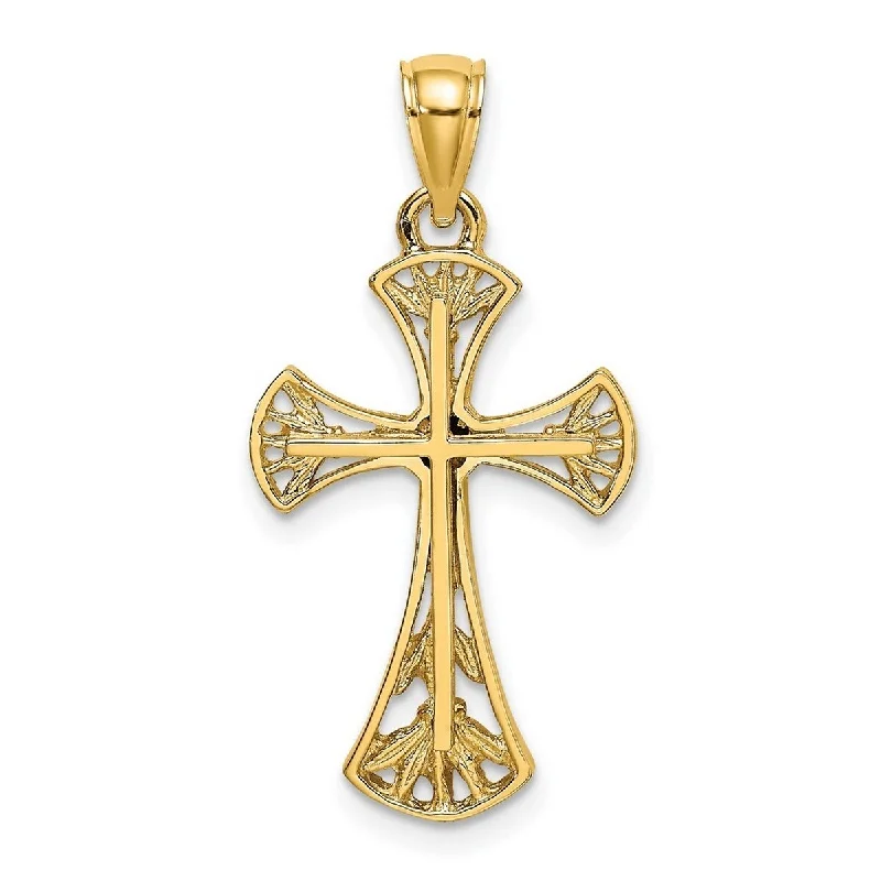 Rolled knot necklaces-Leather Necklaces-Curata 14k Yellow Gold Cut out With Round Edges Cross Necklace 18mm 24.1mm