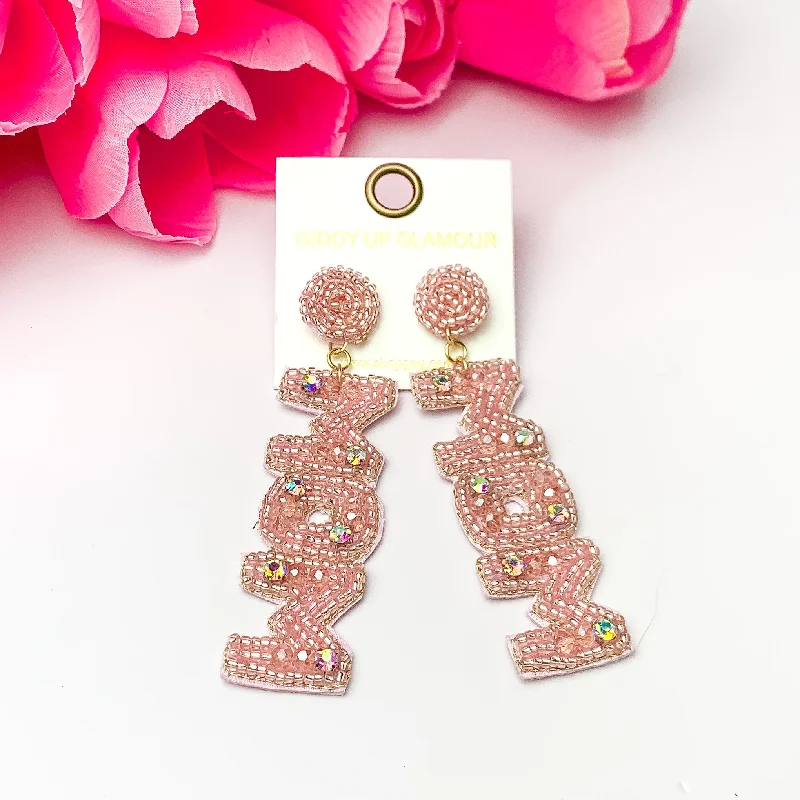 Designer Earrings-Beaded Mom Drop Earring with AB crystals in Rose Gold