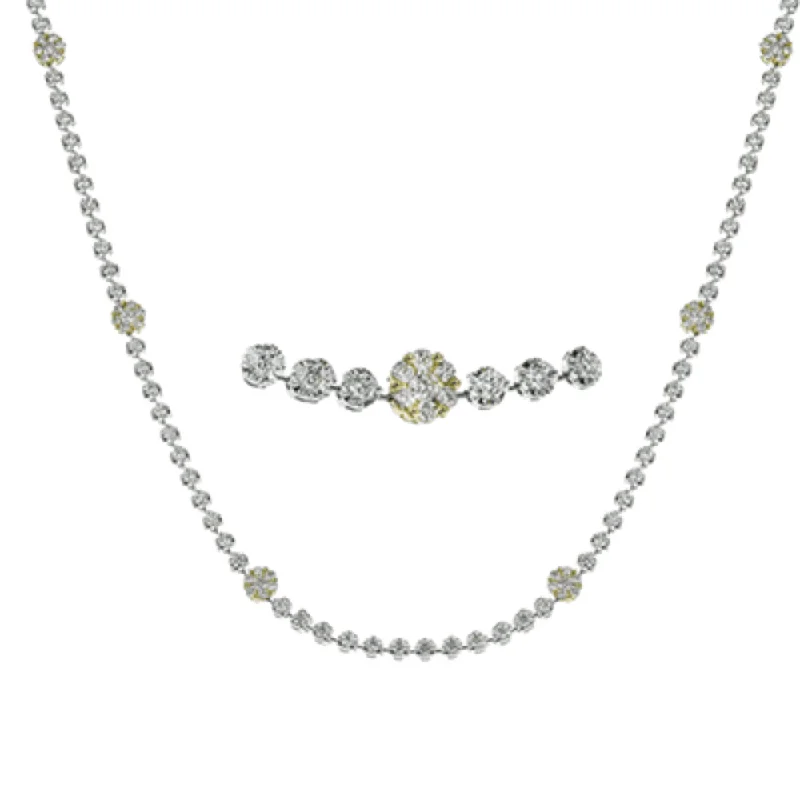 Satin gold necklaces-Diamond Necklaces-Simon G. 18k Gold Diamond Station Necklace