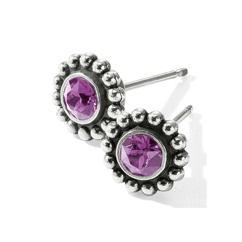 Initial Earrings-Brighton | Silver Tone Twinkle Mini Post Earrings in Amethyst