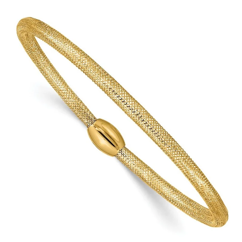 Thin accent bangles-Wide Rings-Curata 14k Yellow Gold Stretch Mesh Bracelet