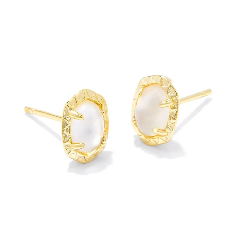 Heavy Earrings-Kendra Scott | Daphne Gold Stud Earrings in Ivory Mother of Pearl