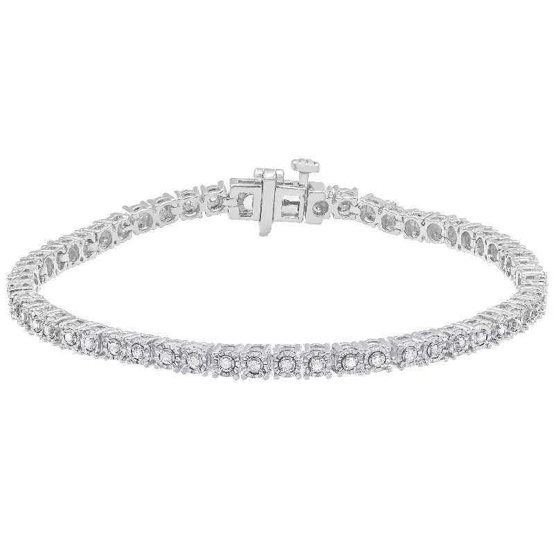 Moon theme bangles-Wide Bangles-Sterling Silver Diamond Tennis Bracelet for Women, 1/2 Carat Total Weight