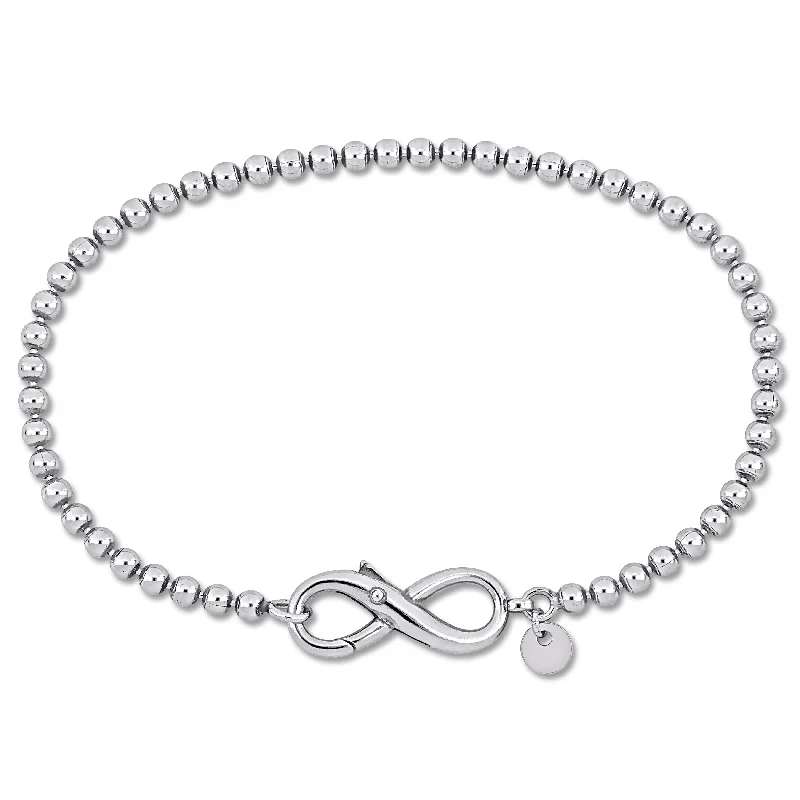 Hope eye bangles-Ethnic Rings-Miadora Ball Link Bracelet with Infinity Clasp in Sterling Silver