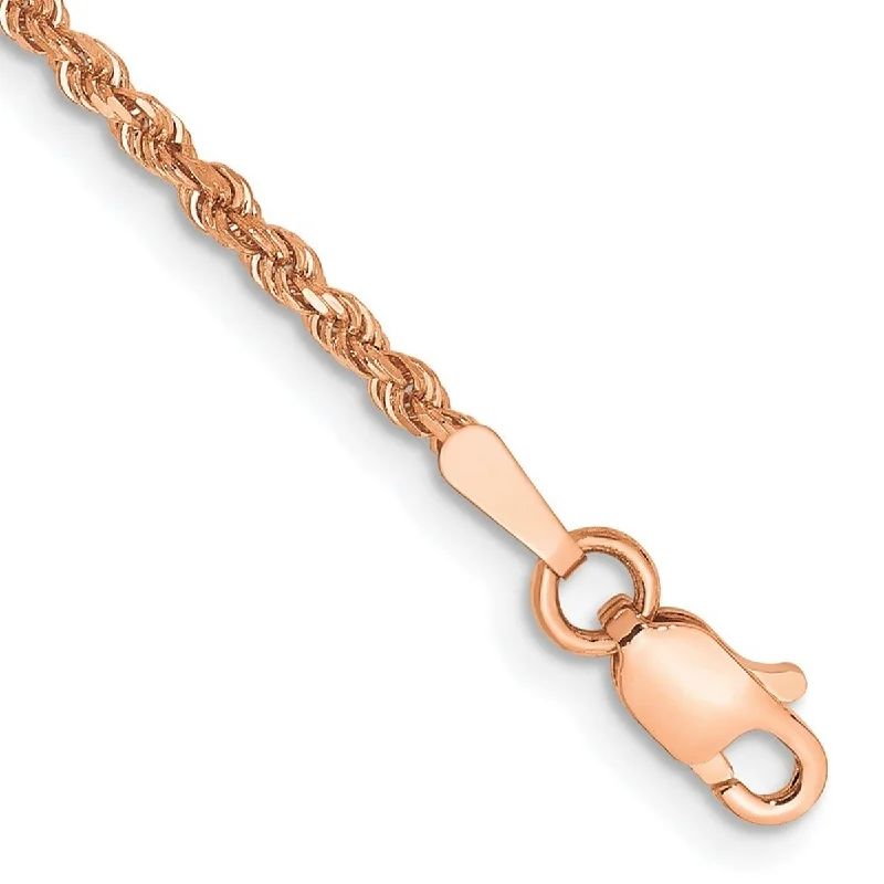 Satin silver bangles-Galaxy Bangles-Curata 14k Rose Gold 1.75mm Sparkle Cut Rope With Lobster Clasp Chain Bracelet