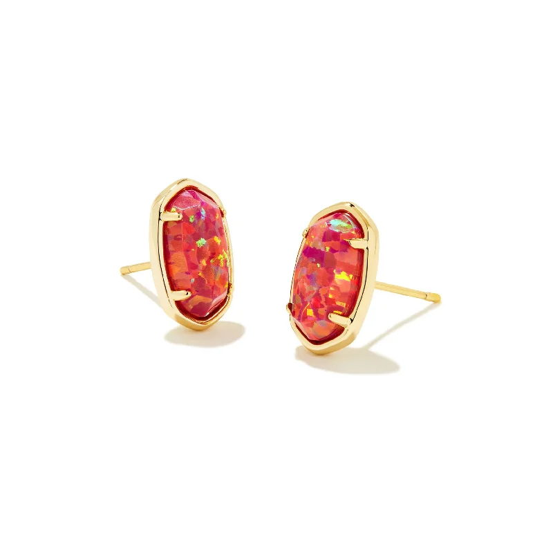 Lever-Back Earrings-Kendra Scott | Grayson Gold Stud Earrings in Berry Kyocera Opal