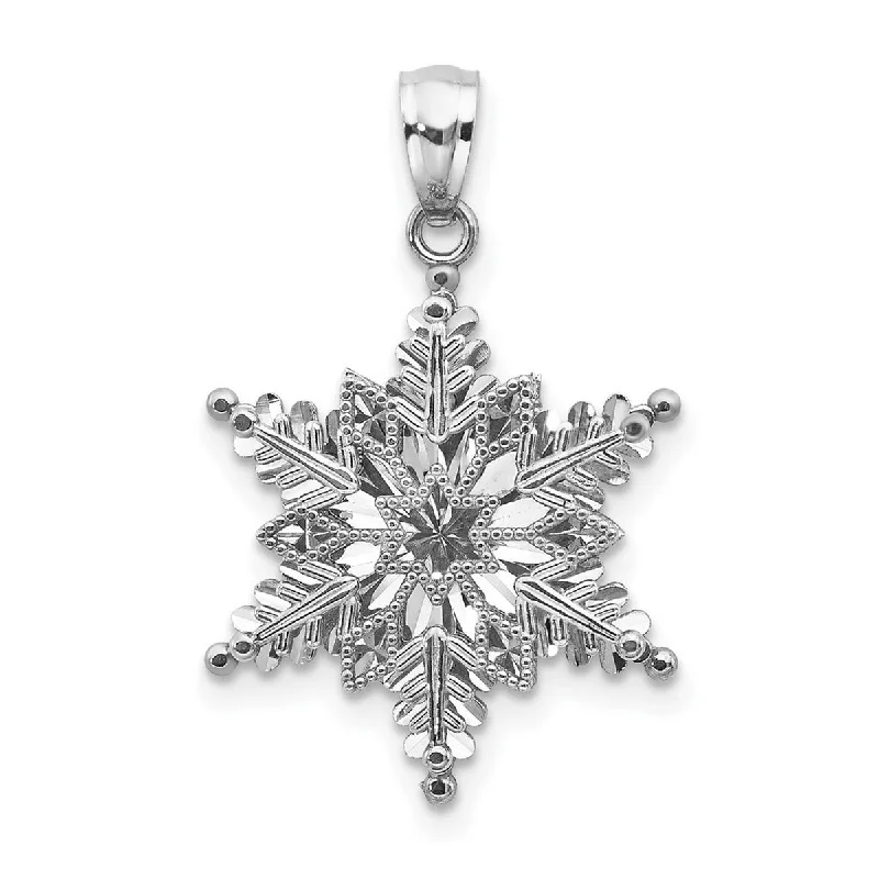 Spinel necklaces-Geometric Necklaces-Curata 14k White Gold 18" 16mm Textured 2 Level Snowflake Necklace