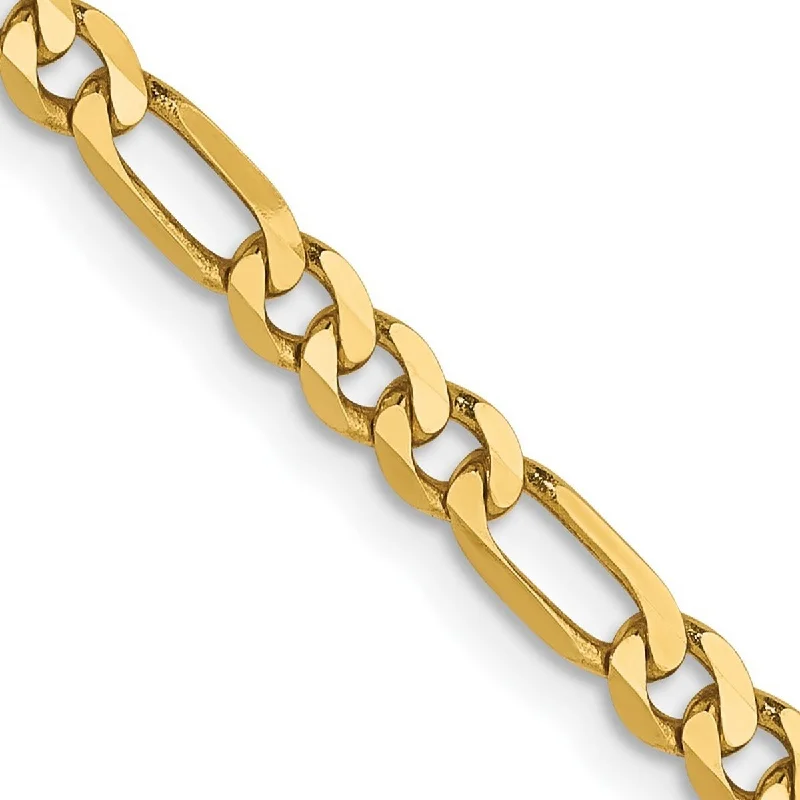 Bright link bangles-Rigid Bangles-Curata 14k Yellow Gold Fancy 3.25mm Flat Figaro Bracelet