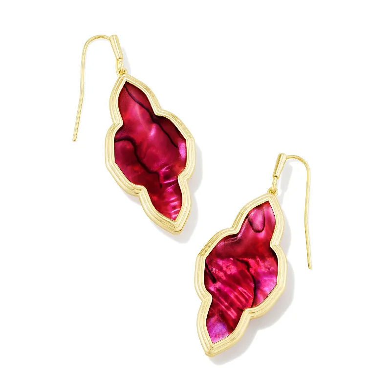 Angel Earrings-Kendra Scott | Framed Abbie Gold Drop Earrings in Light Burgundy Illusion