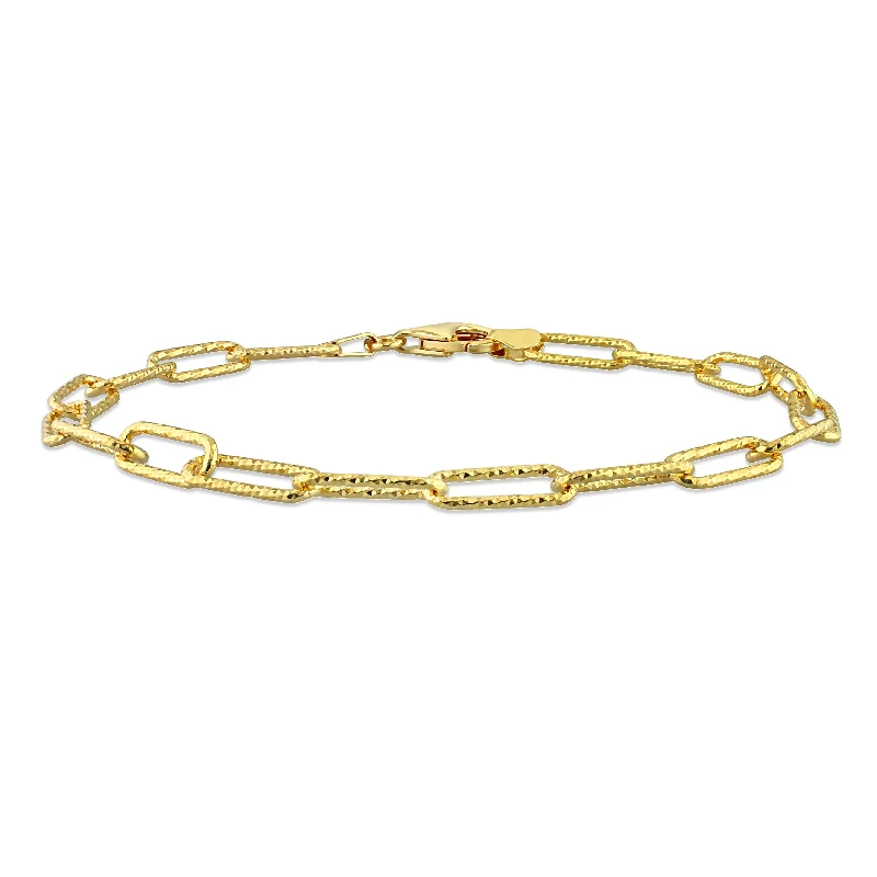 Endless charm bangles-Pearl Bangles-Miadora 18kt Yellow Gold Plated Sterling Silver Paperclip Men's Bracelet