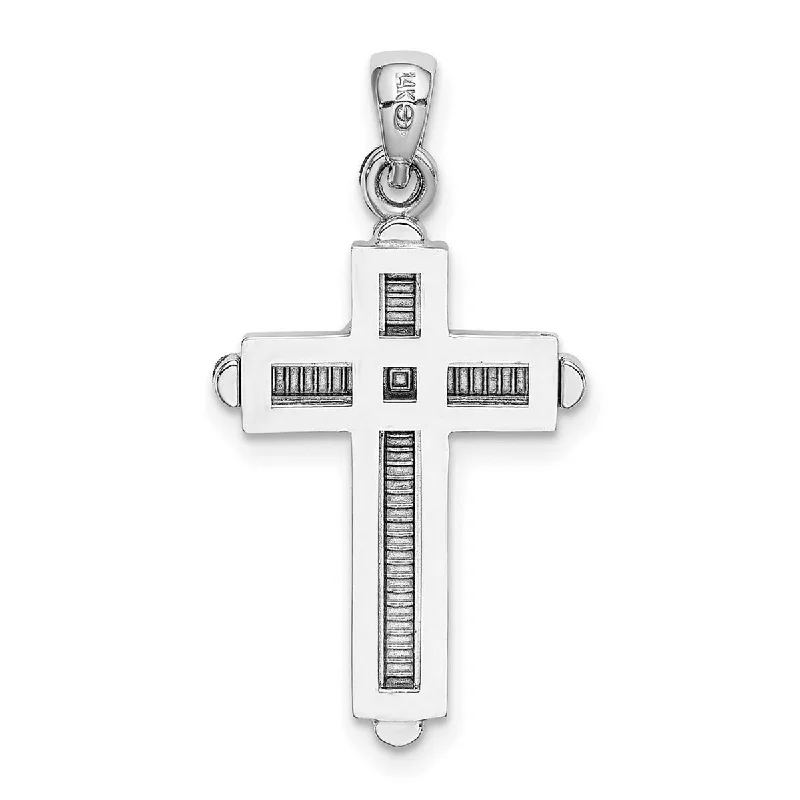 Spinel necklaces-Geometric Necklaces-Curata 14k White Gold 18" Beveled Stick Framed Cross Necklace - 18x29mm