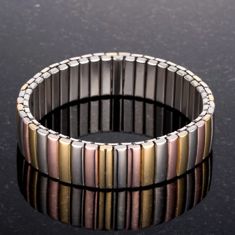 Surf bead bangles-Custom Rings-Tritone 14Mm Stainless Steel Stretch Bracelet - 14mm X 67mm