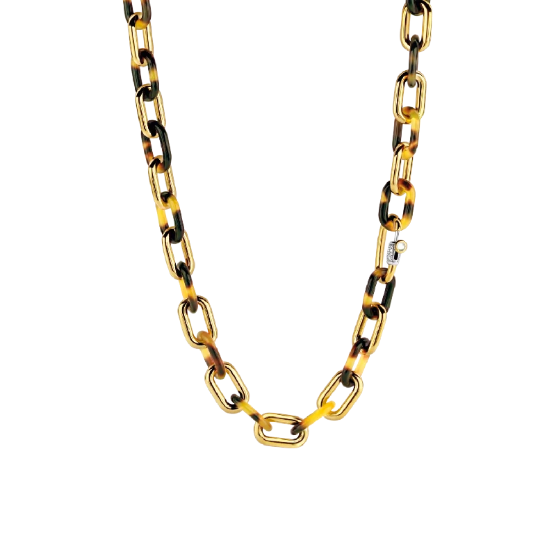 Strong chain necklaces-Arrow Necklaces-Ti Sento Leopard Print Links Necklace