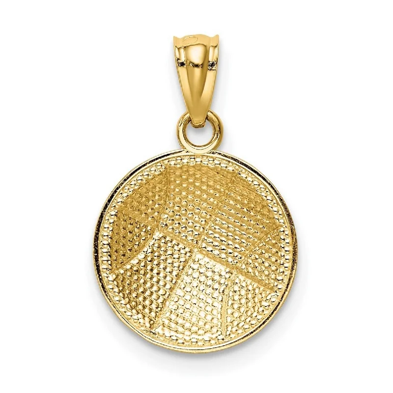 Surf wave necklaces-Warrior Necklaces-Curata 14k Yellow Gold 18" 15.2x12.5mm Satin and Polished Basketball Necklace