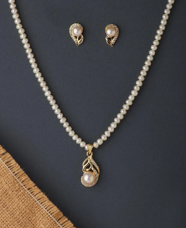 Soft silk necklaces-Minimalist Necklaces-Elegant Real Pearl Necklace Set