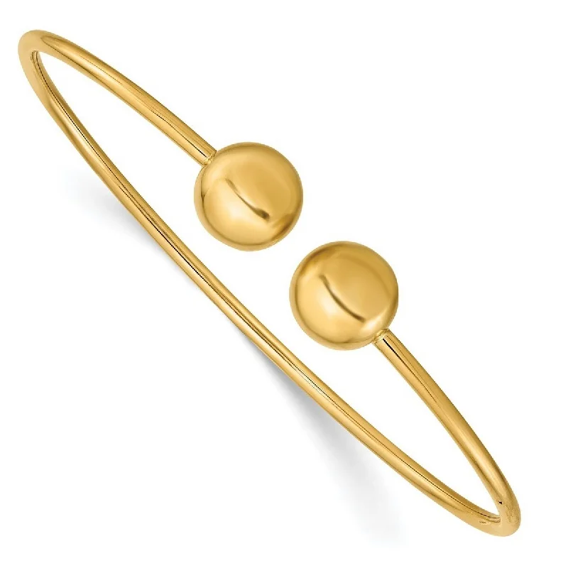 Fine design bangles-Silver Bangles-Curata 14k Yellow Gold Polished Flexible Cuff Stackable Bangle Bracelet