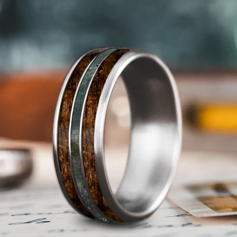 Cool clay rings-Custom Design - 3-Inlay Narrow Center Ring Hcb4oE_h29CN7l8PLwwYCaGT