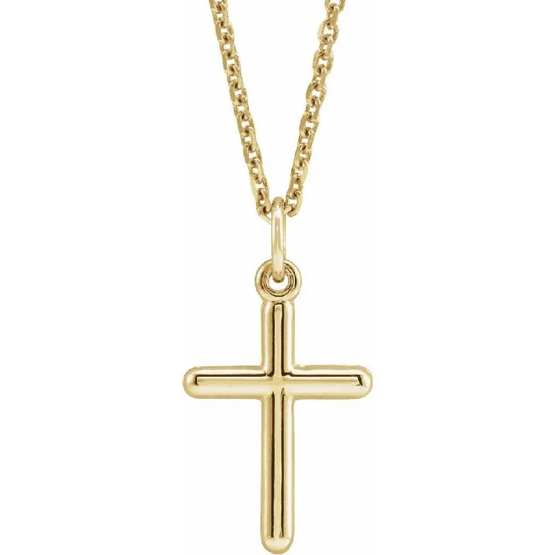 Flexible cord necklaces-Cross Necklaces-Curata 14k Yellow Gold 13x9mm Polished Religious Faith Cross Necklace