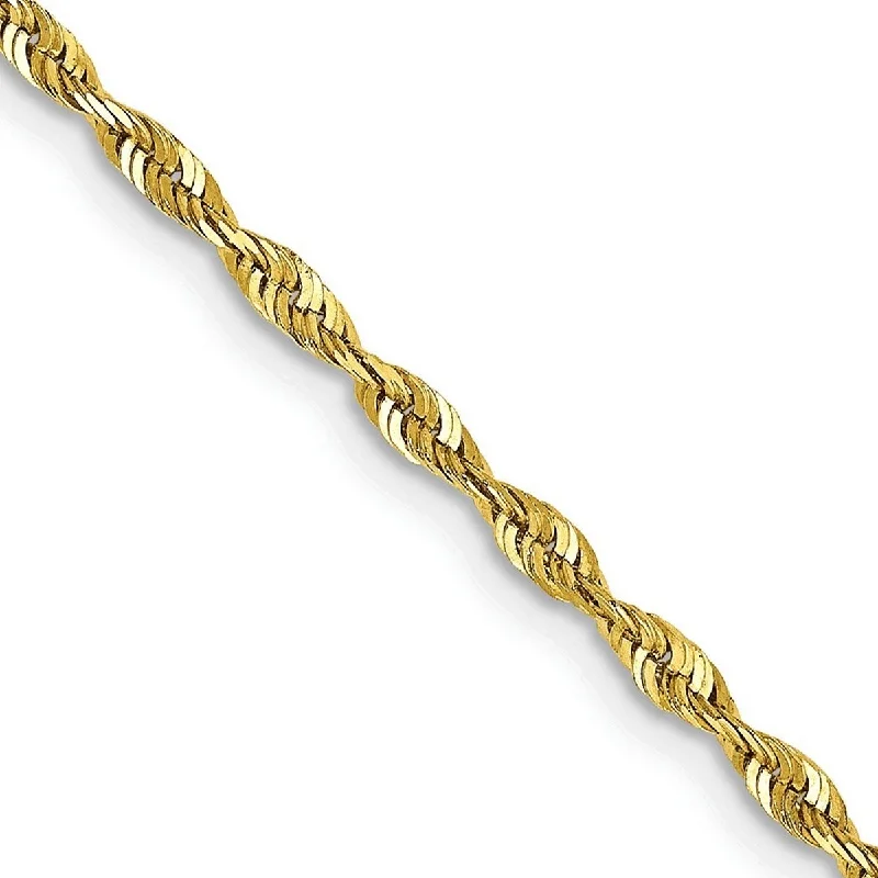 Spring clasp bangles-Symbol Bangles-Curata 10k Yellow Gold 10" 2.0mm Diamond Cut Extra Lite Rope Chain Ankle Bracelet Anklet