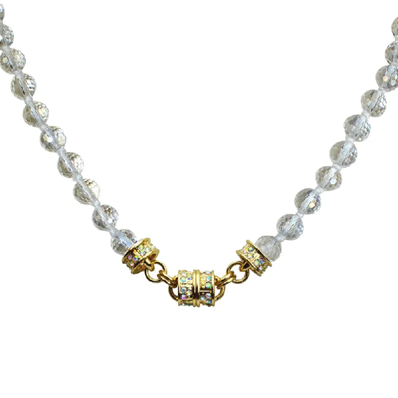 Grand diamond necklaces-Initial Necklaces-Crystal Beaded 32" Magnetic Interchangeable Necklace (Goldtone/Crystal AB)